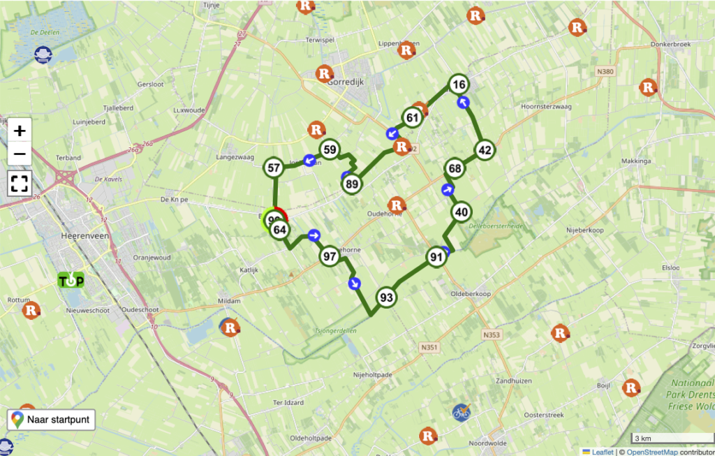 B&B De Braam Fietsroute Jubbega